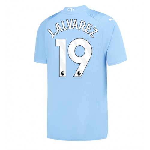 Fotballdrakt Herre Manchester City Julian Alvarez #19 Hjemmedrakt 2023-24 Kortermet